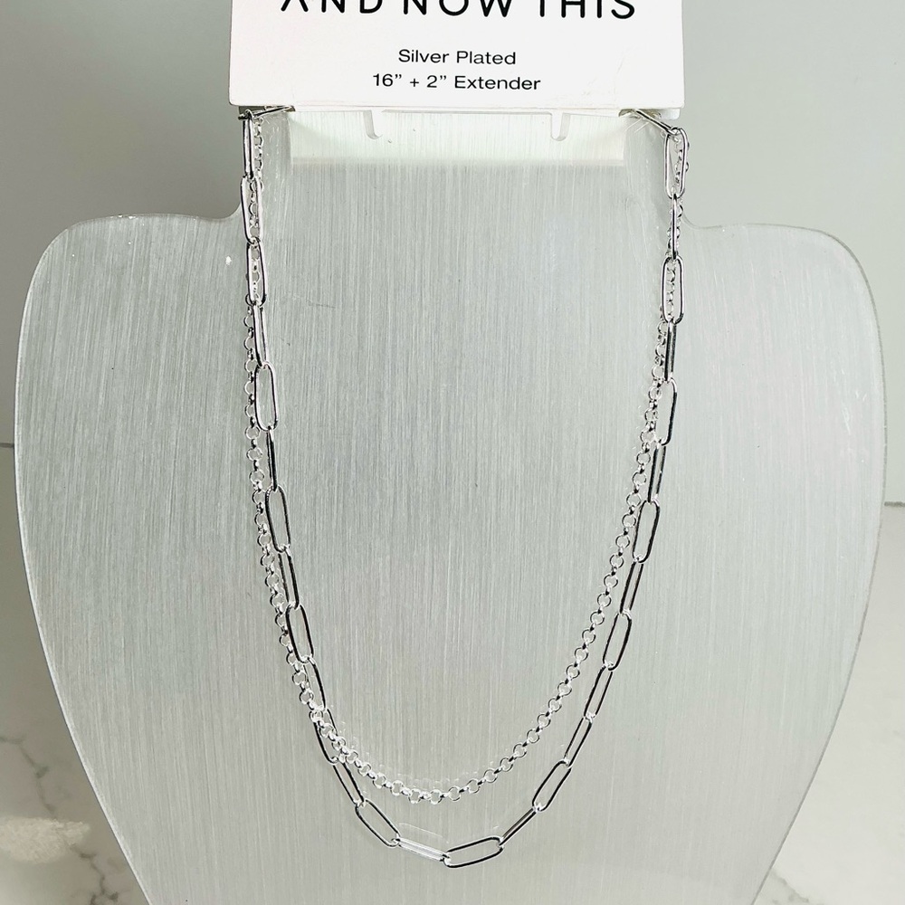 Silver Plated Double Necklace 16” + 2” Extender New